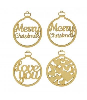 Laser Cut Pack of 4 Themed Baubles - Love